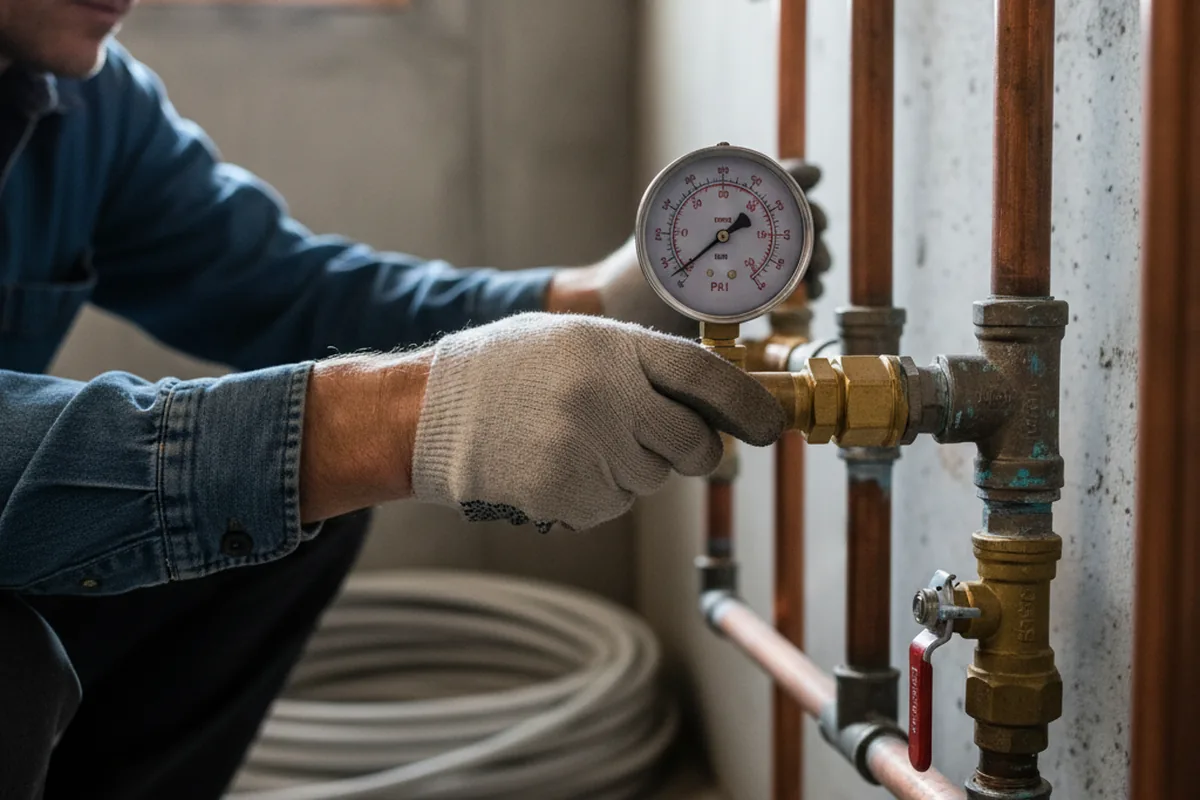 Pressure testing a repaired line during Water Line Repair in Williams